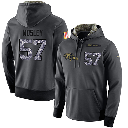 NFL Men's Nike Baltimore Ravens #57 C.J. Mosley Stitched Black Anthracite Salute to Service Player Performance Hoodie - Click Image to Close